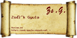 Zsák Gyula névjegykártya